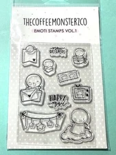NEW TheCoffeeMonsterzCo Emoti Clear Stamps Set Volume 1 (10 Stamps) TCMC