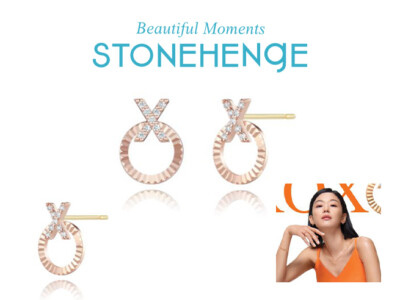 ◆STONEHENgE◆ 14K Cubic One Touch Earrings StoneHenge Silver One Touch Earrings SC1412 Rose Gold Cubic