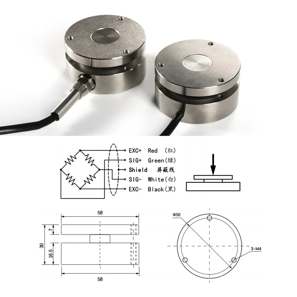 Load Cell Sensor with Transmitter Amplifier DisplayTest Compression Force Weight - Image 2 of 4
