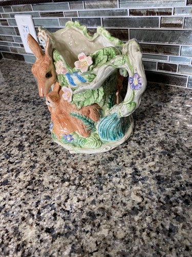 Vtg FITZ & FLOYD WOODLAND SPRING PITCHER DEER and FAWN ANIMALS retired SRI Lanka - Picture 8 of 9