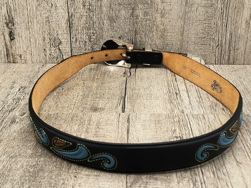 Justin Women's Black Leather Belt Red, Turquoise, Silvertone 30 C20353 Mint - Picture 8 of 9
