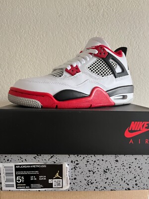 Nike Air Jordan 4 Retro OG GS - Fire Red 2020 Size 5.5y Deadstock
