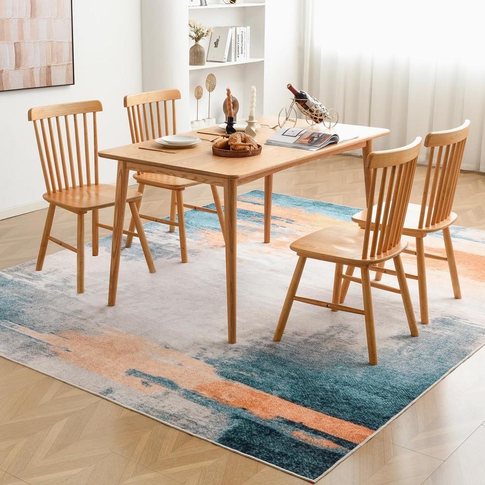 OIGAE Machine Washable Rug 5x7 Area Rug LowPile NonShedding