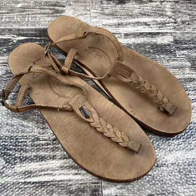 Rainbow T Street Braided Leather Women’s XL Gladiator Sandals Shoes Tan