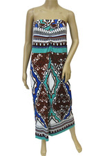 Envi Womens Stretch Knit Brown & Green Abstract Print Tube Dress Size XS