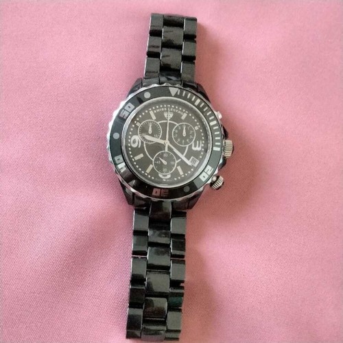 Watch Man's Swiss Legend KARAMICA Swiss Quartz ETA 46mm 7" wrist CERAMIC band