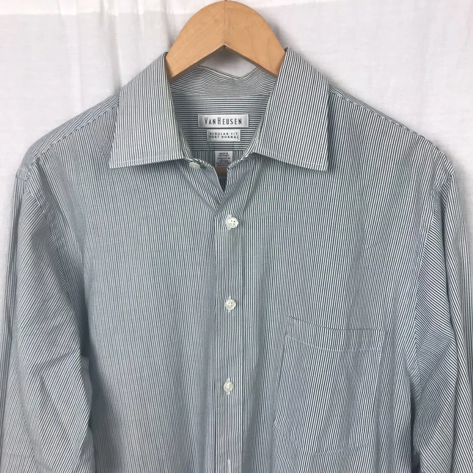 Camisa Van Heusen Para Hombre Ajuste Regular Puerto Normal Botón Frontal Sin Arrugas 16/16.5 Foto 2 de 4