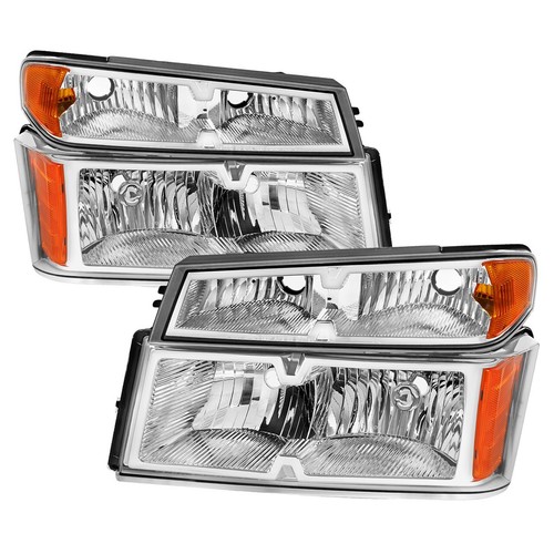 For 04-12 Chevy Colorado GMC Canyon Headlight Lamp w/Bumper Light Chrome Amber - Picture 1 of 3