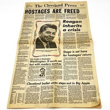 Vtg Cleveland Press Ronald Reagan USA Hostages Freed Newspaper Collectible 1981