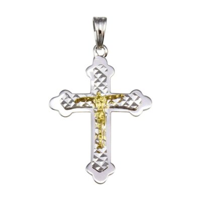 Sterling Silver Crucifix Cross Two Tone Pendant | eBay
