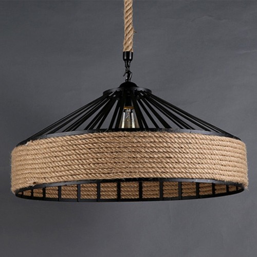 Vintage Ceiling Pendant Lights Industrial Loft Hemp Rope Iron Hanging Retro Lamp - Picture 3 of 18