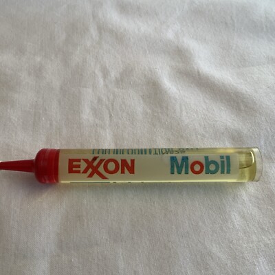 Vintage Exxon And Mobil Advertising Oil Sample Tube Bottle, Full