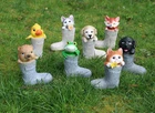 Funny decorative garden figurine animal figurine in boot garden figurine dog fox hedgehog cat