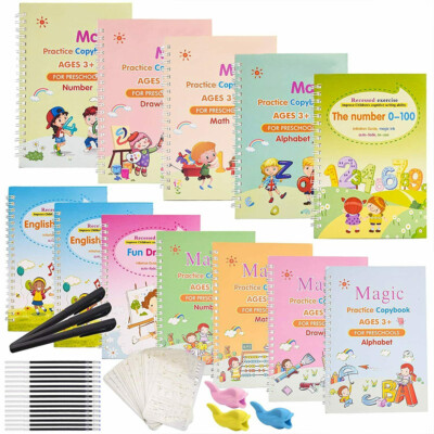 Magic English Practice Copybook for Kids Reusable Calligraphy Number Handwriting