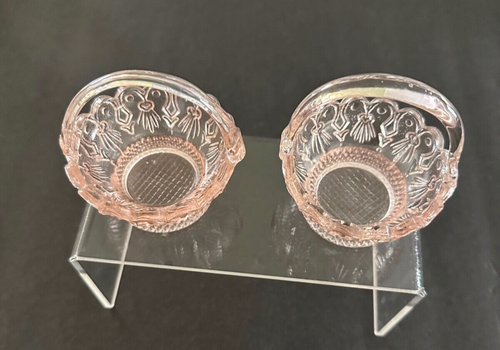 Vintage Kirschblüte Rosa Vertiefung Glas Kleine Körbe 3 1/2" x 3" Beide Glo - Bild 2 von 10
