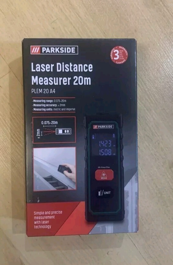 Parkside 20m Laser Distance Measurer Simple Precise measurement PLEM 20 A4