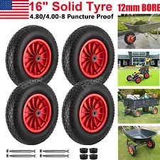1-4 Pack Heavy Duty Flat Free Universal Wheelbarrow Solid Tire Wheel 4.80/4.00-8