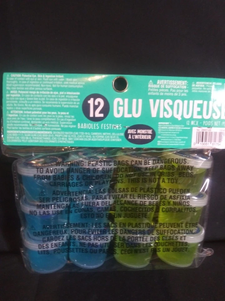 PACK DE 12 HALLOWEEN VERDE Y AZUL SLIMY OOZE FIESTA FAVOR CON MONSTRUO INTERIOR Foto 2 de 2