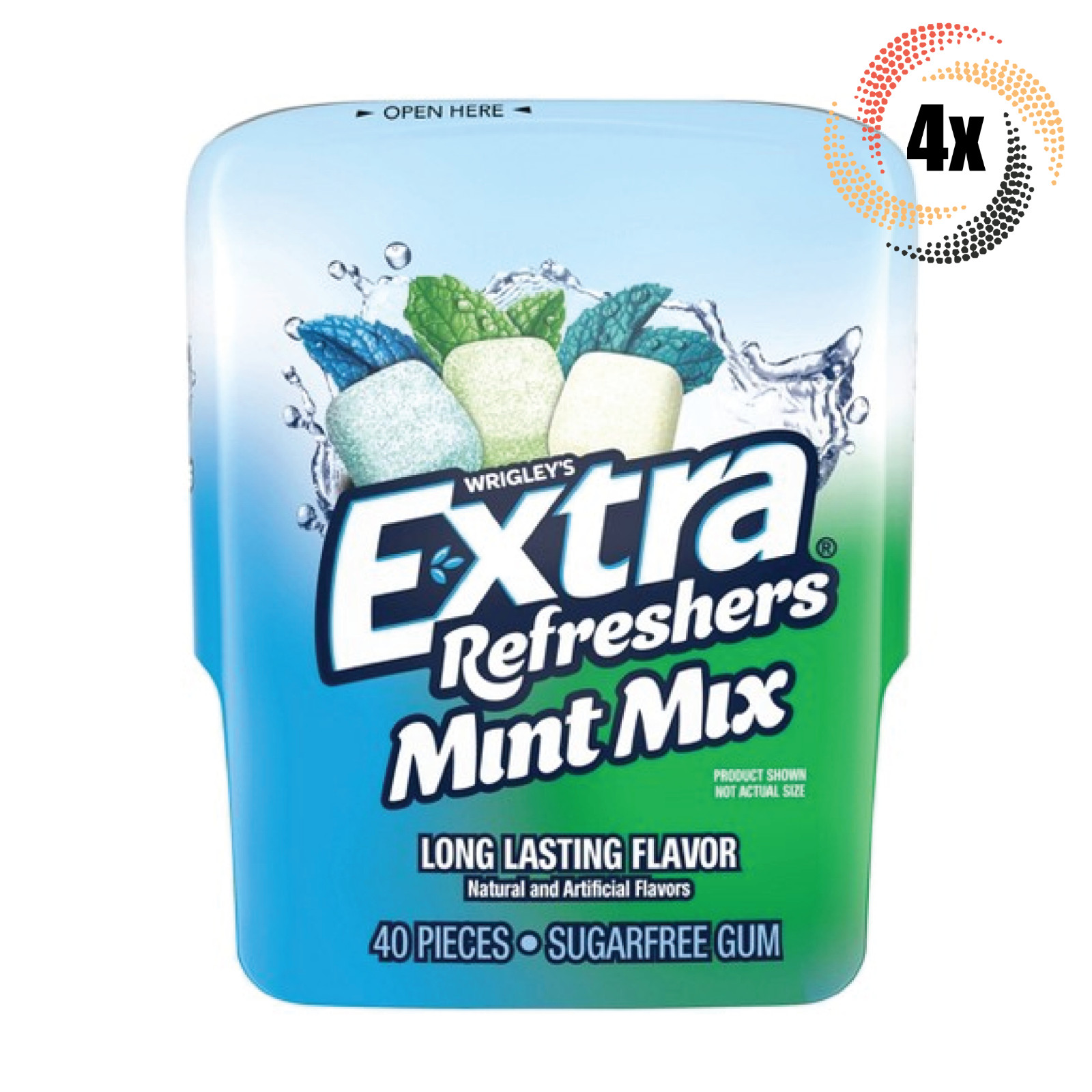 Полная коробка из 4х флаконов жевательной резинки Wrigleys Extra Refreshers Mint Mix по 40 штук в каждом флаконе 5790₽