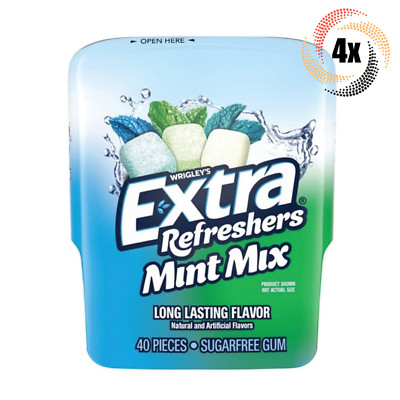 Full Box 4x Bottles Wrigley's Extra Refreshers Mint Mix Gum | 40 Per Bottle