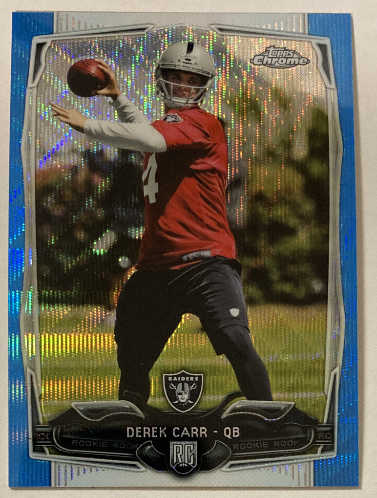 Derek Carr 2014 Topps Chrome BLUE WAVE REFRACTOR Rookie Card #115 (3900)