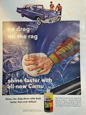 1958 Advertisement Carnu Auto Wax No Drag On The  Rag