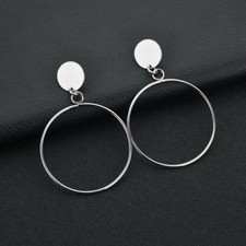 Cute Fun New Silver Fashion Jewelry Circle Hoop Disc Stud Dangle Earrings
