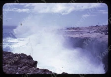 SL97 Original Slide 1960's Hawaii Volcano lava along cliff / ocean view 627a