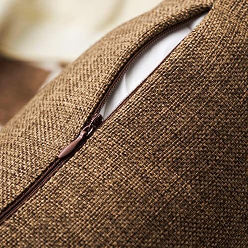 Decorative Throw Pillow Covers Faux Linen Cushion 18" x 18" (Pack of 2) Brown - Bild 3 von 6