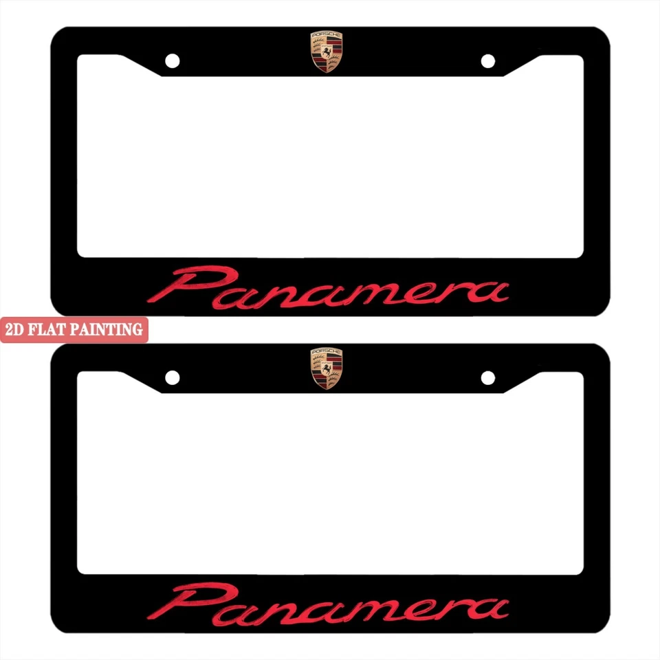 Porsche 2 Pack Black Aluminum License Plate Frame with Screw Caps - Image 2 of 4