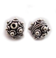 2 PCS 13MM BALI BEAD ANTIQUE SILVER PLATED JEWELRY MAKING BEAD 826