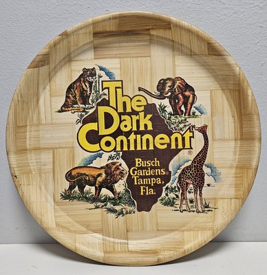 Vintage Busch Gardens Tampa Florida 'The Dark Continent' 13'' Wood Platter
