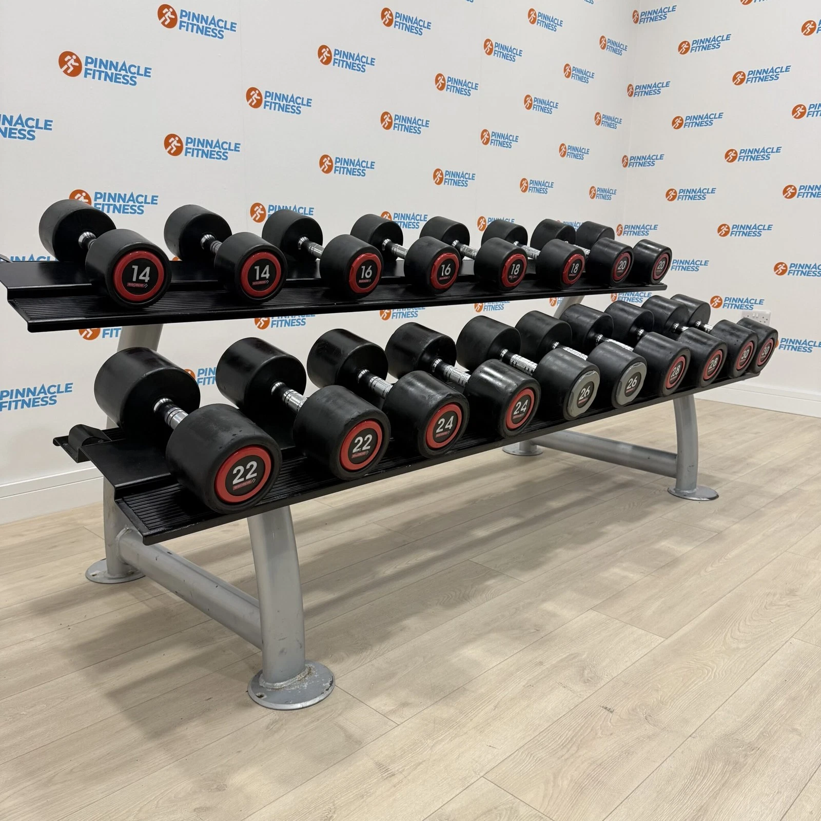 Escape Fitness Urethane Dumbbell Set 14kg to 30kg with Rack