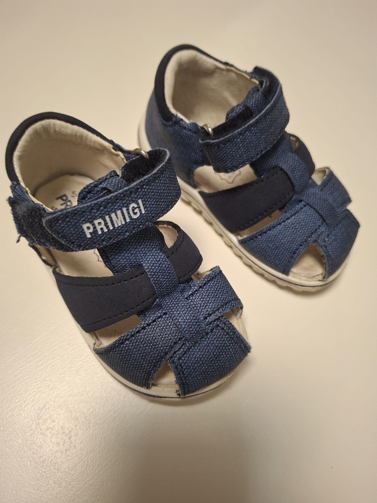Primigi sandalo bambini unisex blu a strappo in tela punta aperta EU 21