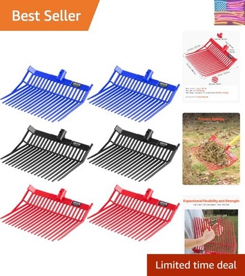6PCS Manure Fork Replacement Head, 18 Angled Tines Horse Manure Fork Head, Du...