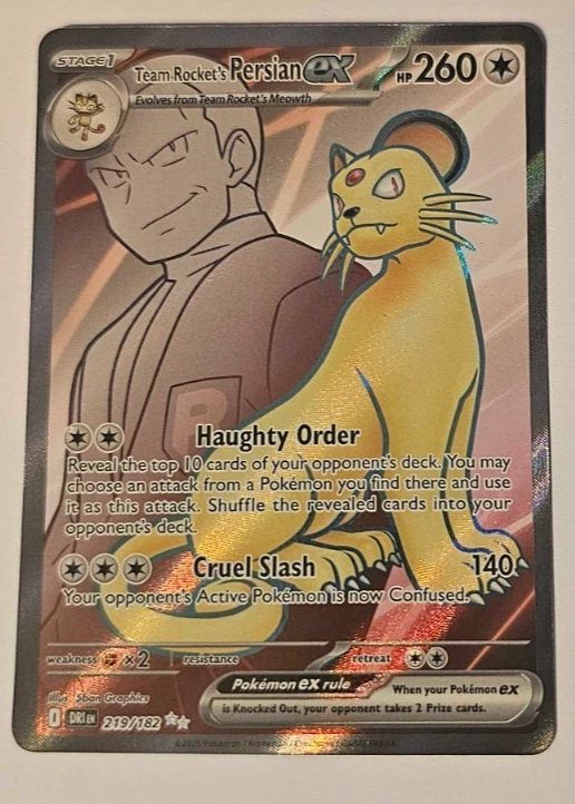 Team Rocket's Persian ex 219/182 - Destined Rivals - Ultra Rare - Pokemon Card