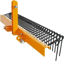 60" 3 Pt Heavy Duty Steel Pine Straw Rake for Cat-0 & Cat-1 Tractor Attachment