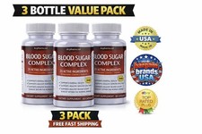 Blood Sugar Complex 180 Caps   Glucose Support Supplement   3 Bottle Value Pack