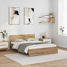 Image of WALPLUS Bed Frame Artisan Oak 120x190 cm Engineered Wood Single Bed Frame
