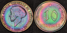 1930 Luxembourg 10 Centimes GORGEOUS RAINBOW TONING XF Details (57-60)