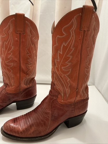 Justin #8304 Herren Größe 7,5 D Cognac Eidechse Leder Western Cowboystiefel - Bild 6 von 24