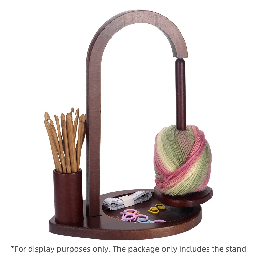 Wooden Yarn Holder Crochet Hook Storage Bucket Yarn Ball Spinner Tools Organizer