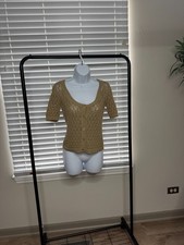 LOFT Tan Open-Knit Cardigan - Crochet Look Sweater XS - READ CAPTION