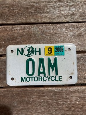 2006 New Hampshire Antique MOTORCYCLE License Plate 0AM