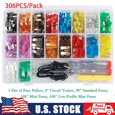 Car Standard Mini Size aluminium Fuses Assortment Kit Fuse Tester Fuse Puller