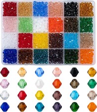 2880pcs 4mm Bicone Crystal Beads, Bulk Small Faceted Bicone Glass Beads for Jewe