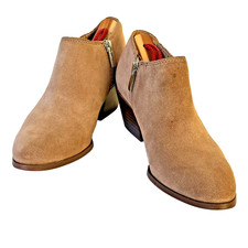 Ankle Boots Brown Suede Franco Sarto Dylan Pointed Side Zip Block Heel Sz 6 M