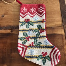 Needle Punch Christmas Stocking Holly