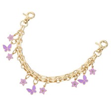 1Pcs 10" Flowers Butterfly Pendant Handbag Chain Strap, Purple