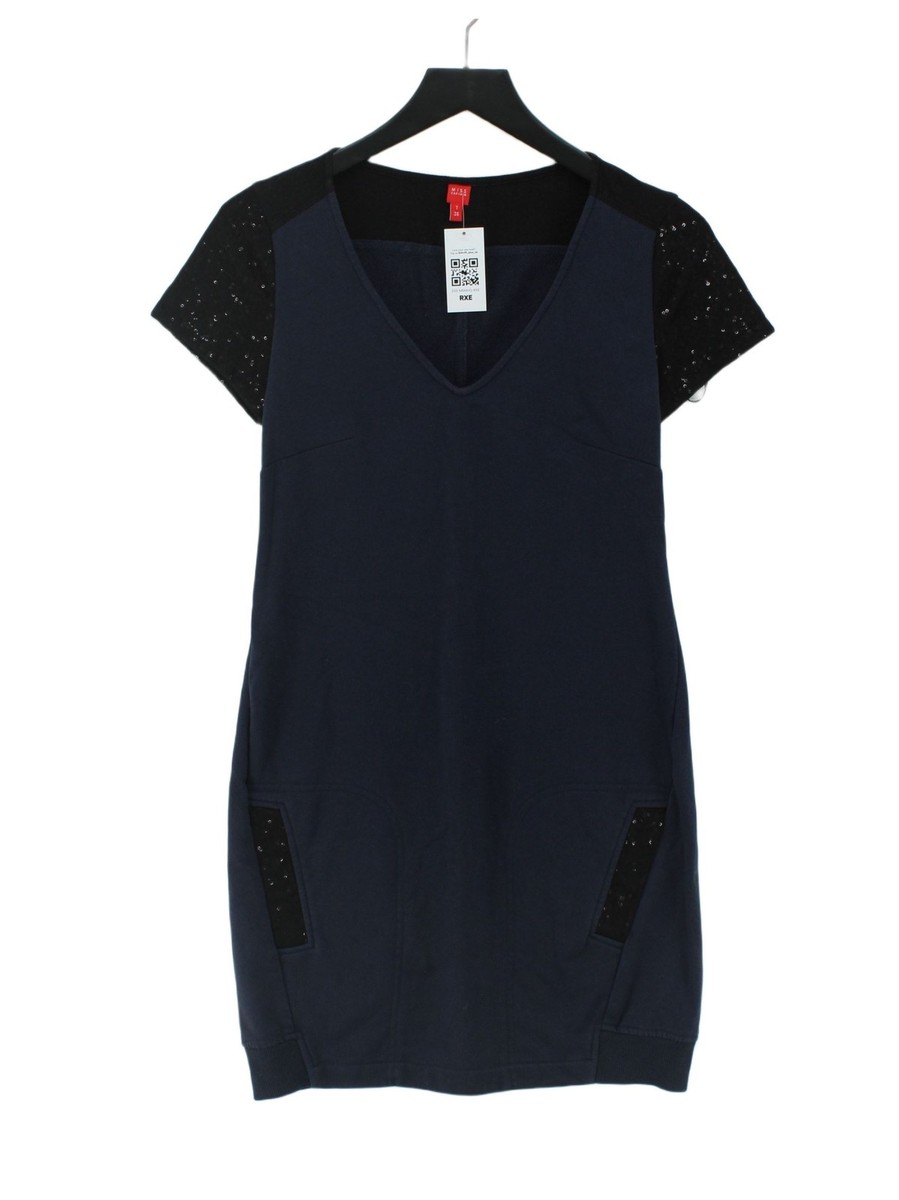 Miss Captain Women's Midi Dress UK Blue Cotton with Polyester A